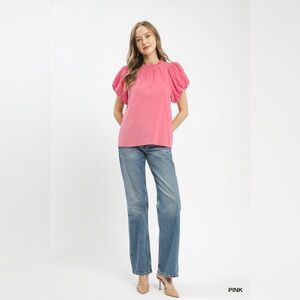 Umgee Textured Gauze Ruffle Neck Boho Top🆕